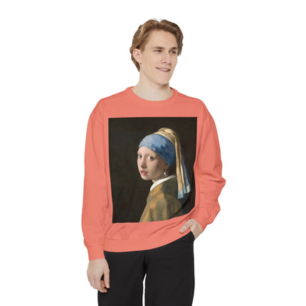 Girl with a Pearl Earring by Johannes Vermeer Unisex Garment-Dyed Sweatshirt