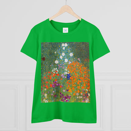 Cottage Garden by Gustav Klimt Women's Midweight Cotton Tee