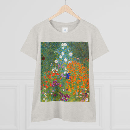 Cottage Garden by Gustav Klimt Women's Midweight Cotton Tee