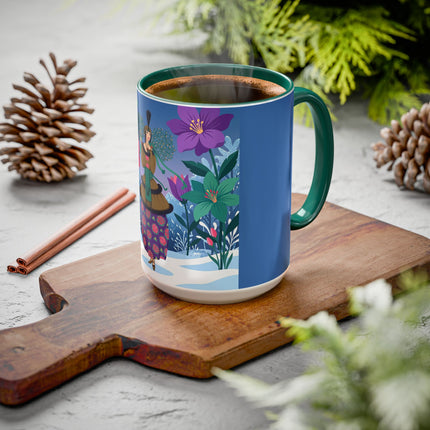 🌹❄️ The Holly Rose Of Winter Colorful Mug – Art Deco Christmas Garden