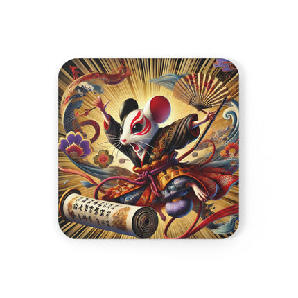 Theatrical Mouse on a Mission Cork Back Coaster
