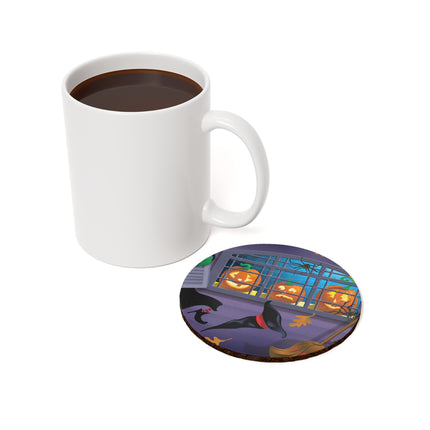 Whimsical Halloween Mischief Cork Back Coaster