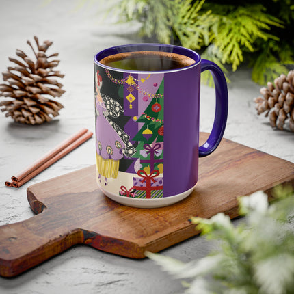 🎁✨ The Lavender Christmas Masquerade Colorful Mug – Art Deco Holiday Fantasy