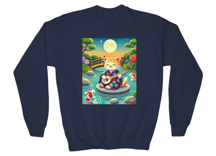 Melodic Kitten by the Koi Pond Youth Crewneck Sweatshirt