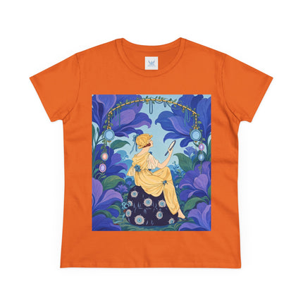 🪞🌺 The Enchanted Garden Mirror Cotton Tee – Art Deco Fashion Whimsy