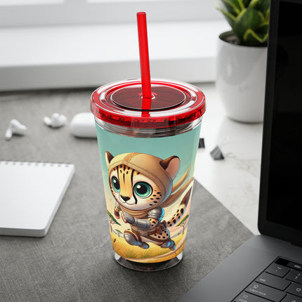 Swift Cheetah Sunsplash Tumbler with Straw, 16oz