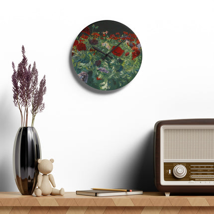 Poppies (A Study of Poppies for Carnation, Lily, Lily, Rose) by John Singer Sargent Acrylic Wall Clock, Round and Square