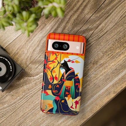 Black Cat in Kimono Phone Cases