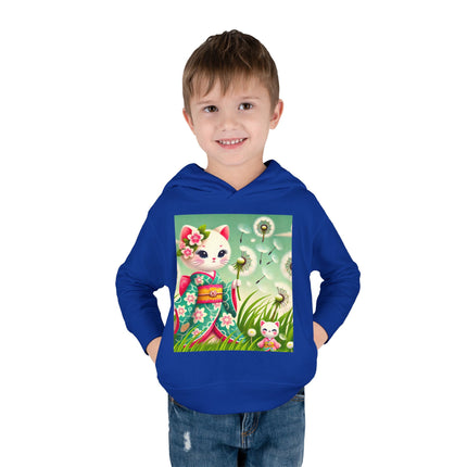 Geisha Kitten and the Dandelion Wish Toddler Pullover Fleece Hoodie