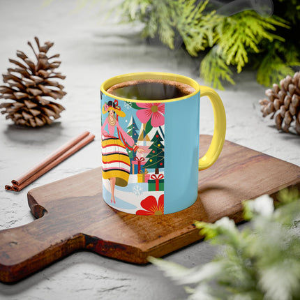 🌼🎄 The Christmas Blossom Belle Colorful Mug – Colorful Art Deco Holiday Fantasy