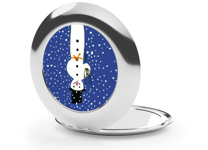 Snowman in Falling Snow Compact Travel Mirror