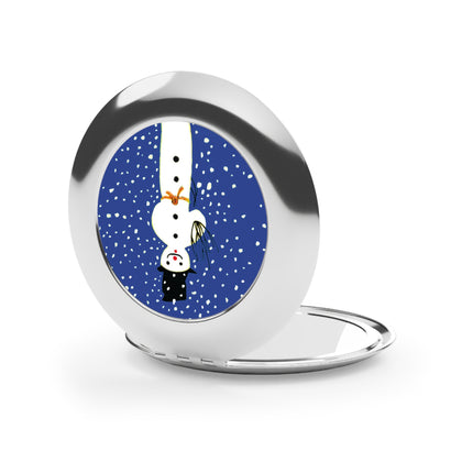 Snowman in Falling Snow Compact Travel Mirror