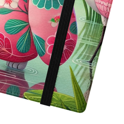 🦩🌸 Geisha Kitten Strolls Among the Spoonbills Flip Case – Serene Grace & Marshland Wonder