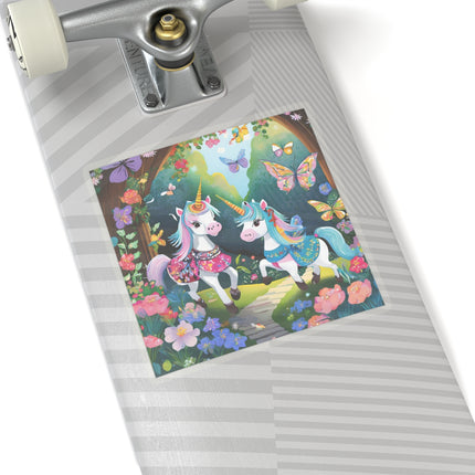 Baby Unicorns and Fluttering Butterflies Kiss-Cut Stickers (4 Sizes)