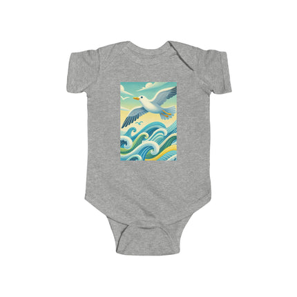 Seagull Riding a Wave Baby Bodysuit – Ocean Adventure Coastal Design