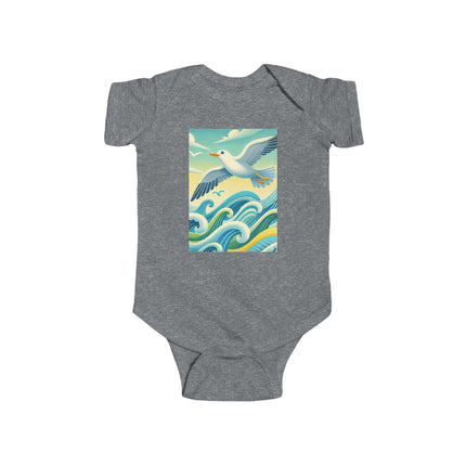 Seagull Riding a Wave Baby Bodysuit – Ocean Adventure Coastal Design