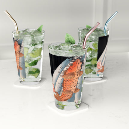 Carp Swimming up a Waterfall by Yashima Gakutei Glass, 16oz