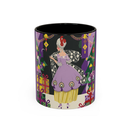 🎁✨ The Lavender Christmas Masquerade Colorful Mug – Art Deco Holiday Fantasy