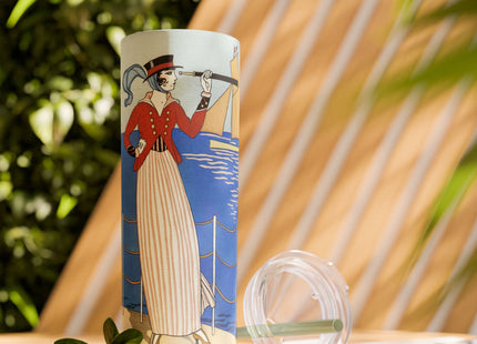 Costume de Yacht by George Barbier Skinny Tumbler with Straw, 20oz