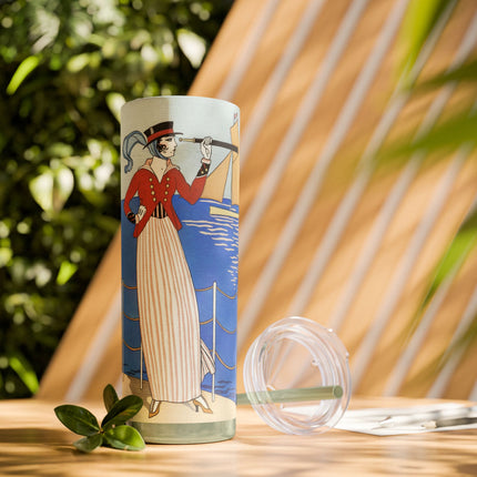 Costume de Yacht by George Barbier Skinny Tumbler with Straw, 20oz