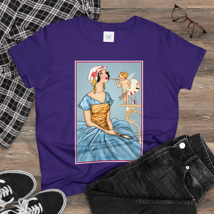 The Enchanting Painter: A Fairy's Artistic Touch Ceramic Women's Midweight Cotton Tee
