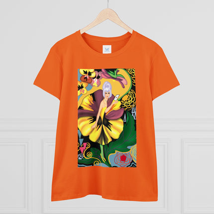 Women's Enchanted Pansy Print Midweight Cotton Tee