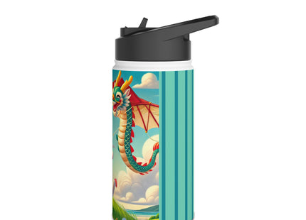 Geisha Kitten and the Dragon Kite Stainless Steel Water Bottle, Standard Lid
