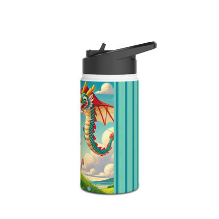 Geisha Kitten and the Dragon Kite Stainless Steel Water Bottle, Standard Lid