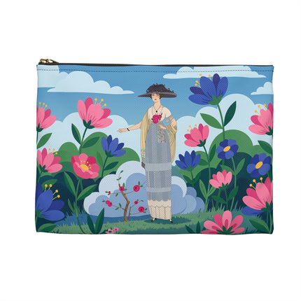 🌸🎩 The Lady Of The Grand Flower Garden Accessory Pouch – Art Deco Fashion Illustration