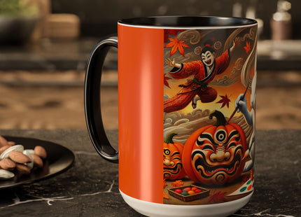Halloween Rabbit’s Kabuki Jack-o’-Lanterns Colorful Mugs (11oz, 15oz)