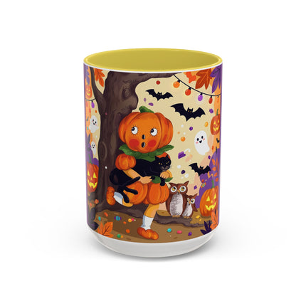 🎃🐈‍⬛ The Pumpkin Child’s Halloween Parade Colorful Mug – Whimsical Storybook Charm