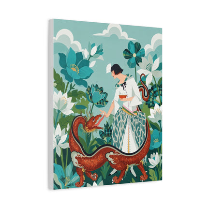 🐉🌿 The Dragon Keeper Placemat – Art Deco Floral Fantasy