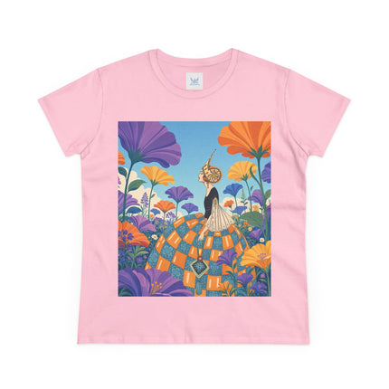 🌺🧡 The Lady Of The Golden Garden Cotton Tee – Art Deco Fashion Fantasy