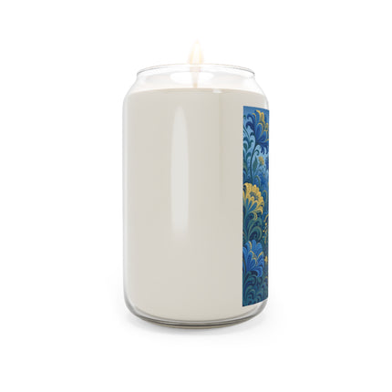 💙🌼 The Lady Of The Golden Blue Flower Garden Scented Soy Candle – Art Deco Floral Whimsy