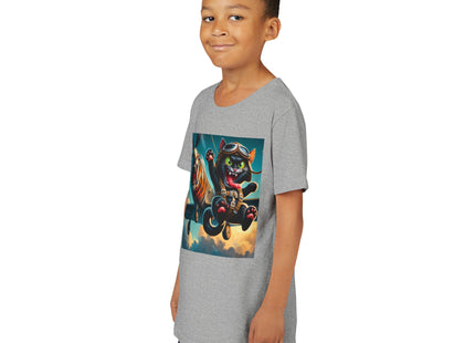 Parachuting Cat Commando Youth Short Sleeve Tee