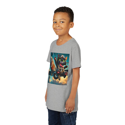 Parachuting Cat Commando Youth Short Sleeve Tee