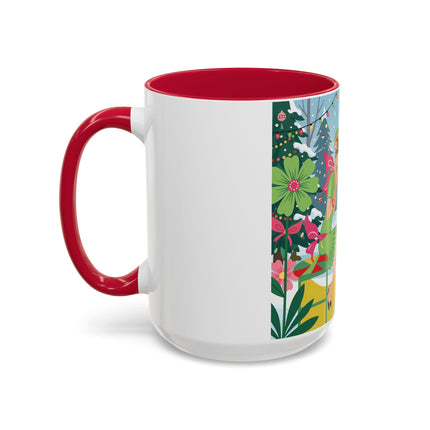 ☕🎄 Christmas Tea In The Snow Garden Colorful Mug – Art Deco Holiday Friendship