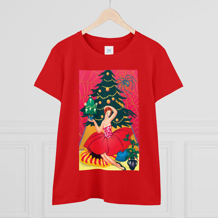 Art Deco Christmas Enchantment Women's Midweight Cotton Tee