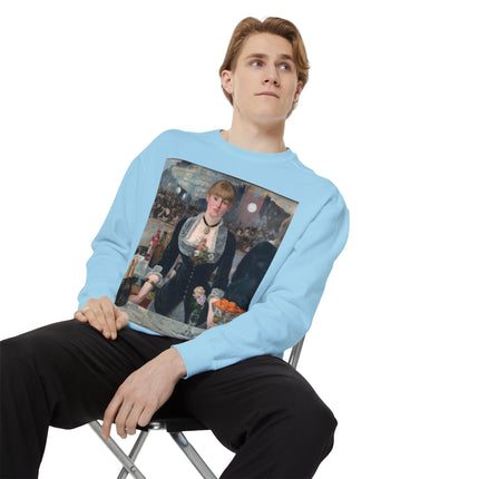 A Bar at the Folies-Bergère by Edouard Manet Unisex Garment-Dyed Sweatshirt