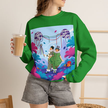 🎭🌸 The Garden Masquerade Crewneck Sweatshirt – Art Deco Floral Whimsy