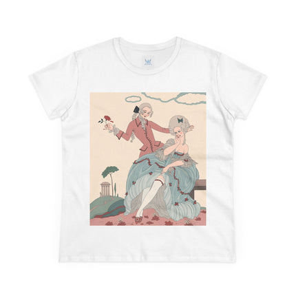 🌹🎀 The Rose Garden Courtship Cotton Tee – Art Deco Romantic Fashion