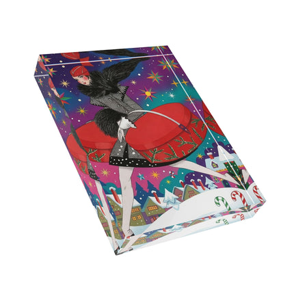🎁✨ The Lady Of The Christmas Hatbox Acrylic Art Block – Art Deco Holiday Fantasy