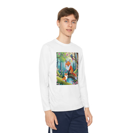 Mischievous Fox Youth Long Sleeve Competitor Tee – Woodland Fun & Storybook Adventure