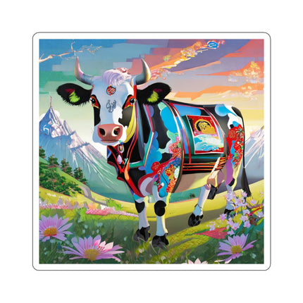 Cyber Glitch Cow Kiss-Cut Stickers (4 Sizes)