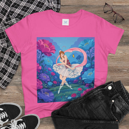 🦋🌸 The Butterfly Garden Ballet Cotton Tee – Art Deco Floral Whimsy