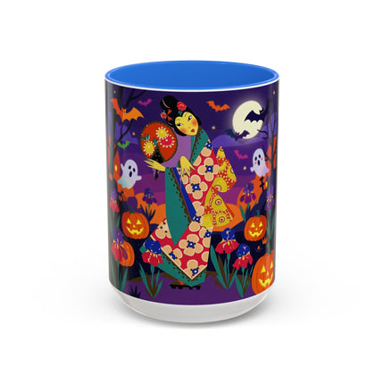🌙🎃 The Moonlit Garden Masquerade Colorful Mug – Floral Halloween Charm
