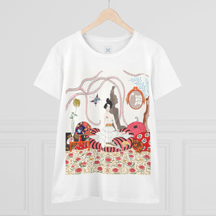 🌹🐕 The Rose Salon Companion Cotton Tee – Art Deco Fashion & Dog Elegance