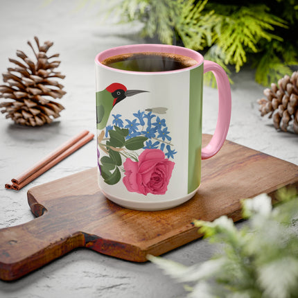 Woodpecker & Rose Colorful Mugs – Vibrant Spring & Bold Beauty