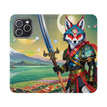 🐕⚔️ Cyberpunk Samurai Dog Flip Case – Futuristic Honor & Kitsune Spirit