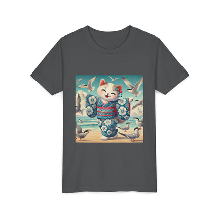 Geisha Kitten by the Seaside Youth Short Sleeve Tee